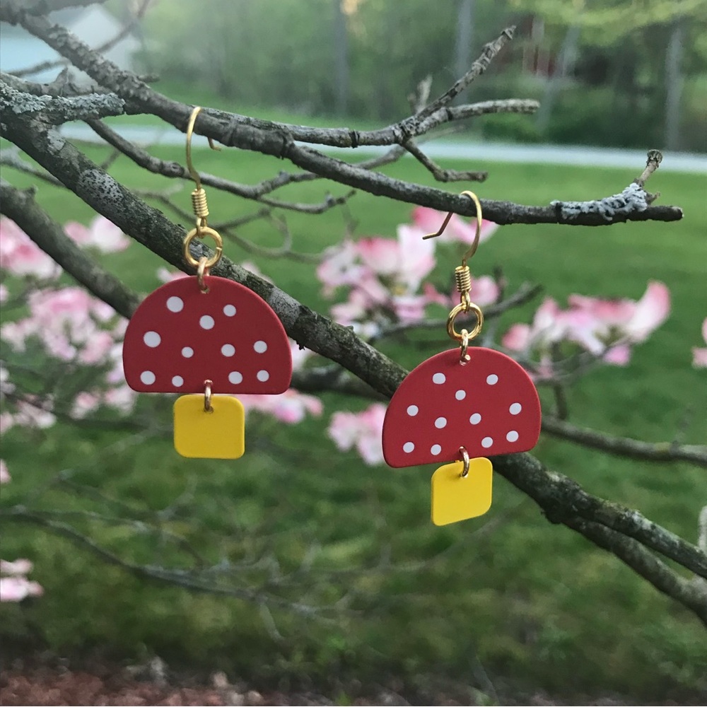 Dainty Vibrant Fun Mushroom Flare Earrings